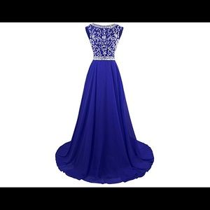 Royal Blue Beaded Prom Dress